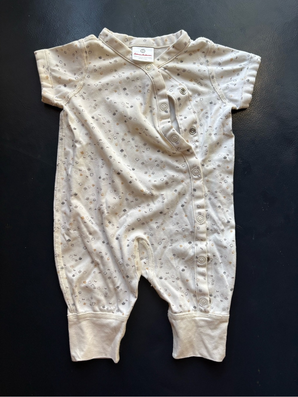 Hanna Andersson Cream Short-Sleeve Baby One-Piece